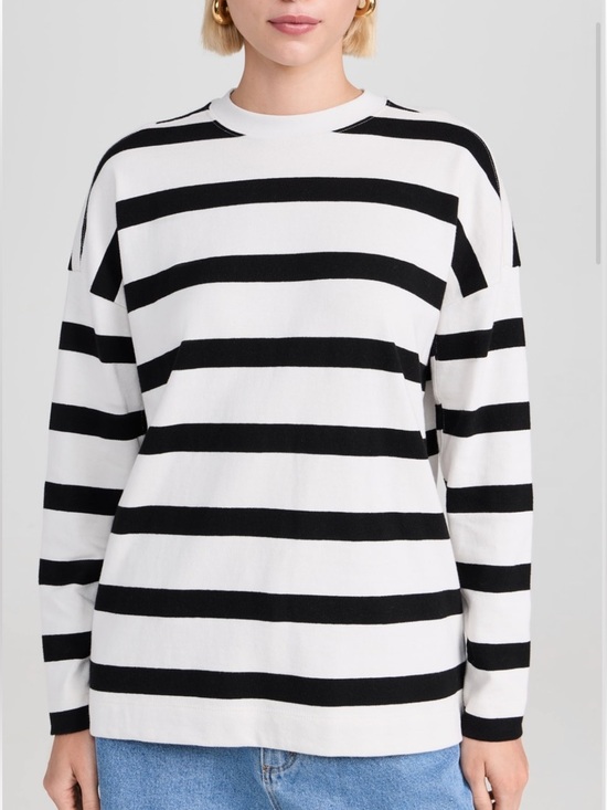 AYR Tops - Ayr Early Morn Striped Black White Long Sleeve Tee Heavyweight jersey Cotton XL